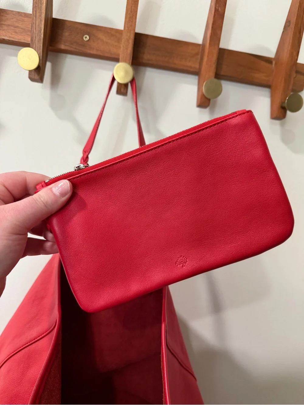 Mulberry Red Leather Tote with Braided Straps